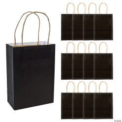 Black Premium Kraft Bags w/Twine Handles - 12 Pk